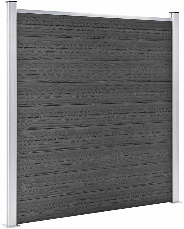 Tvoros segmentų rinkinys, juodos spalvos, 792x(105-186)cm, WPC