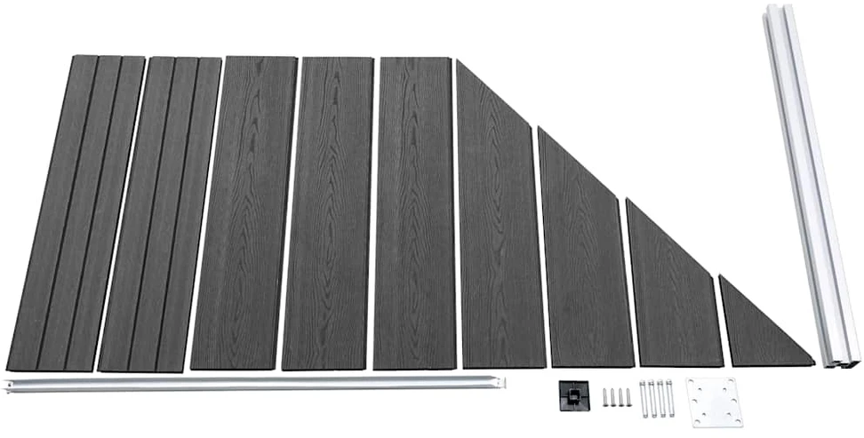 Tvoros segmentų rinkinys, juodos spalvos, 792x(105-186)cm, WPC