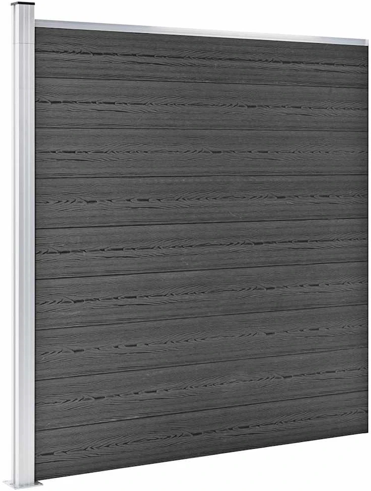 Tvoros segmentų rinkinys, juodos spalvos, 446x(105-186)cm, WPC