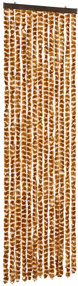 Užuolaida nuo musių, geltonai ruda ir balta, 56x200cm, šenilis