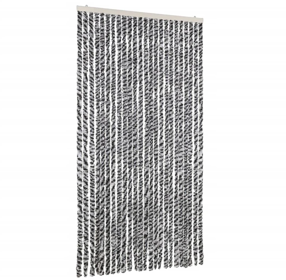 Užuolaida nuo musių, juodos/baltos spalvos, 100x200cm, šenilis