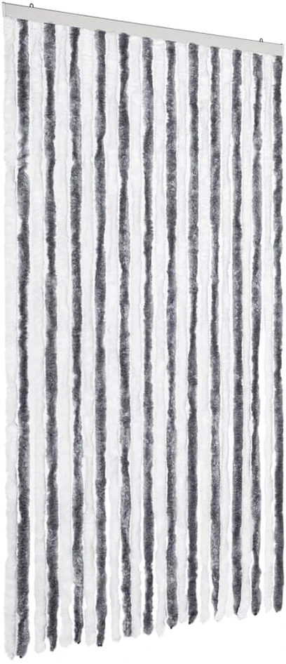 Užuolaida nuo musių, pilka ir balta, 100x200cm šenilis