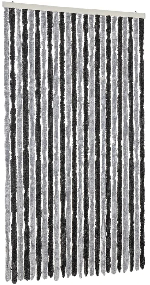Užuolaida nuo musių, pilka ir juoda, 100x200cm, šenilis