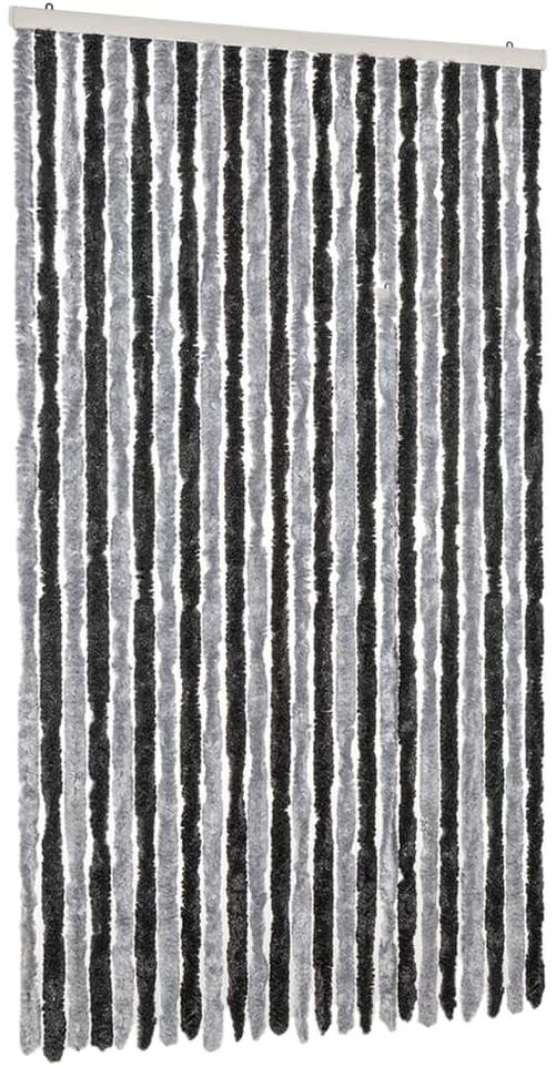 Užuolaida nuo musių, pilka ir juoda, 100x220cm, šenilis