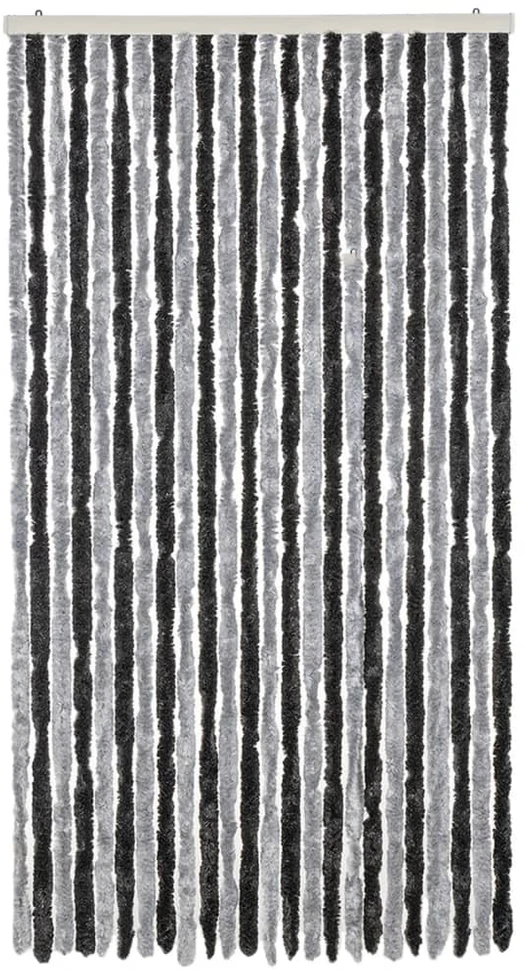 Užuolaida nuo musių, pilka ir juoda, 100x220cm, šenilis
