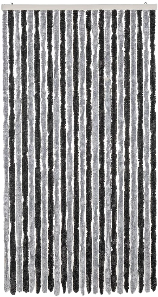 Užuolaida nuo musių, pilka ir juoda, 100x230cm, šenilis