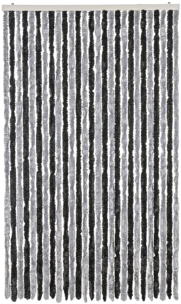 Užuolaida nuo musių, pilka ir juoda, 118x220cm, šenilis