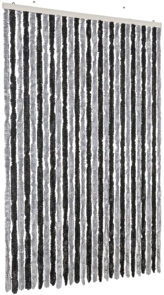 Užuolaida nuo musių, pilka ir juoda, 118x220cm, šenilis