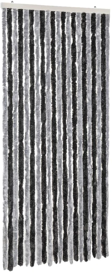 Užuolaida nuo musių, pilka ir juoda, 90x200cm, šenilis