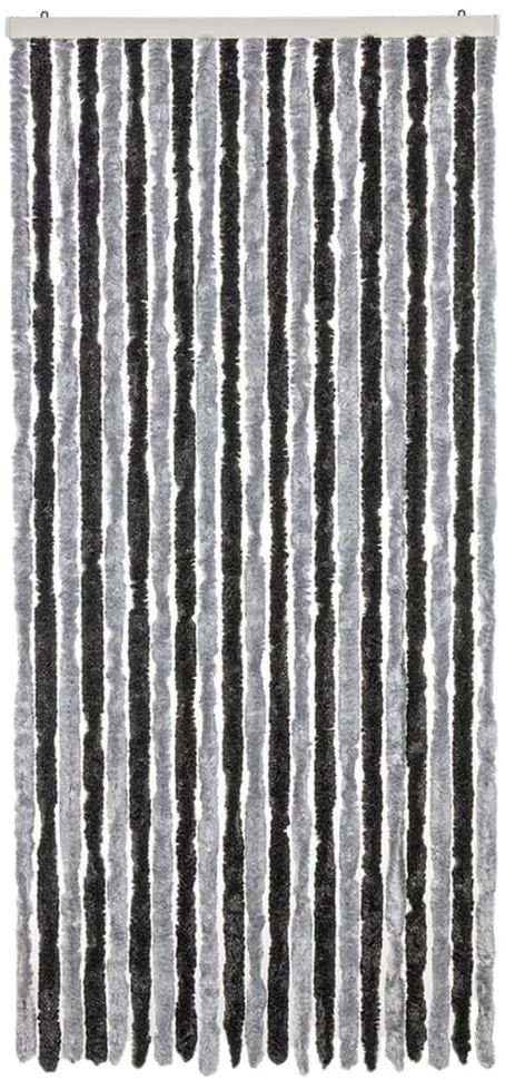 Užuolaida nuo musių, pilka ir juoda, 90x220cm, šenilis