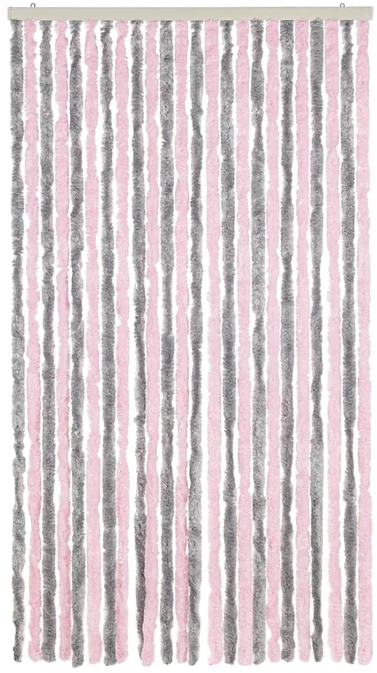 Užuolaida nuo musių, pilka ir rožinė, 100x200cm šenilis