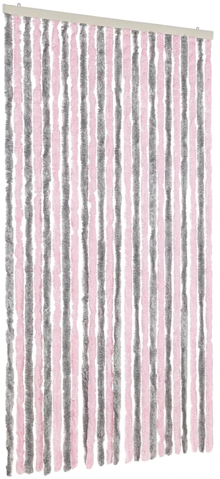 Užuolaida nuo musių, pilka ir rožinė, 100x230cm šenilis