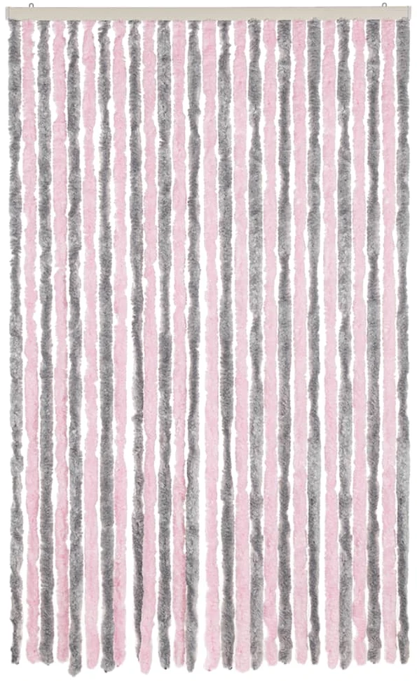 Užuolaida nuo musių, pilka ir rožinė, 118x220cm šenilis