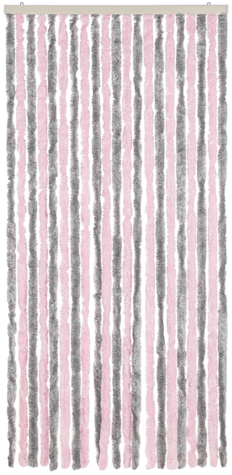 Užuolaida nuo musių, pilka ir rožinė, 90x220cm šenilis