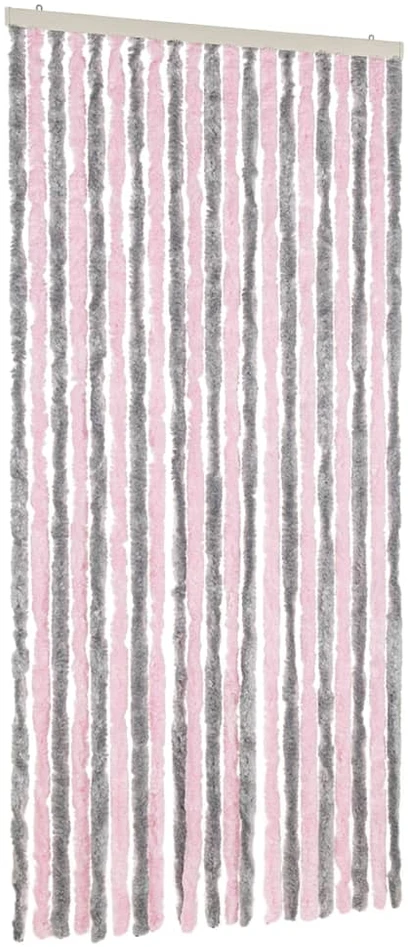 Užuolaida nuo musių, pilka ir rožinė, 90x220cm šenilis