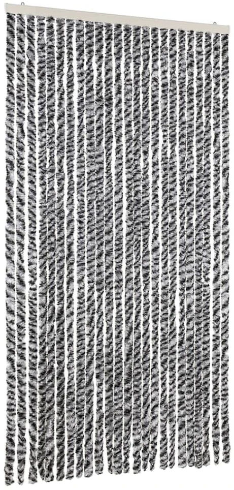 Užuolaida nuo musių, pilka/juoda/balta, 100x220cm, šenilis