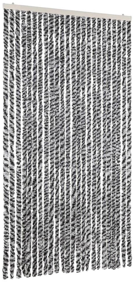 Užuolaida nuo musių, pilka/juoda/balta, 100x230cm, šenilis