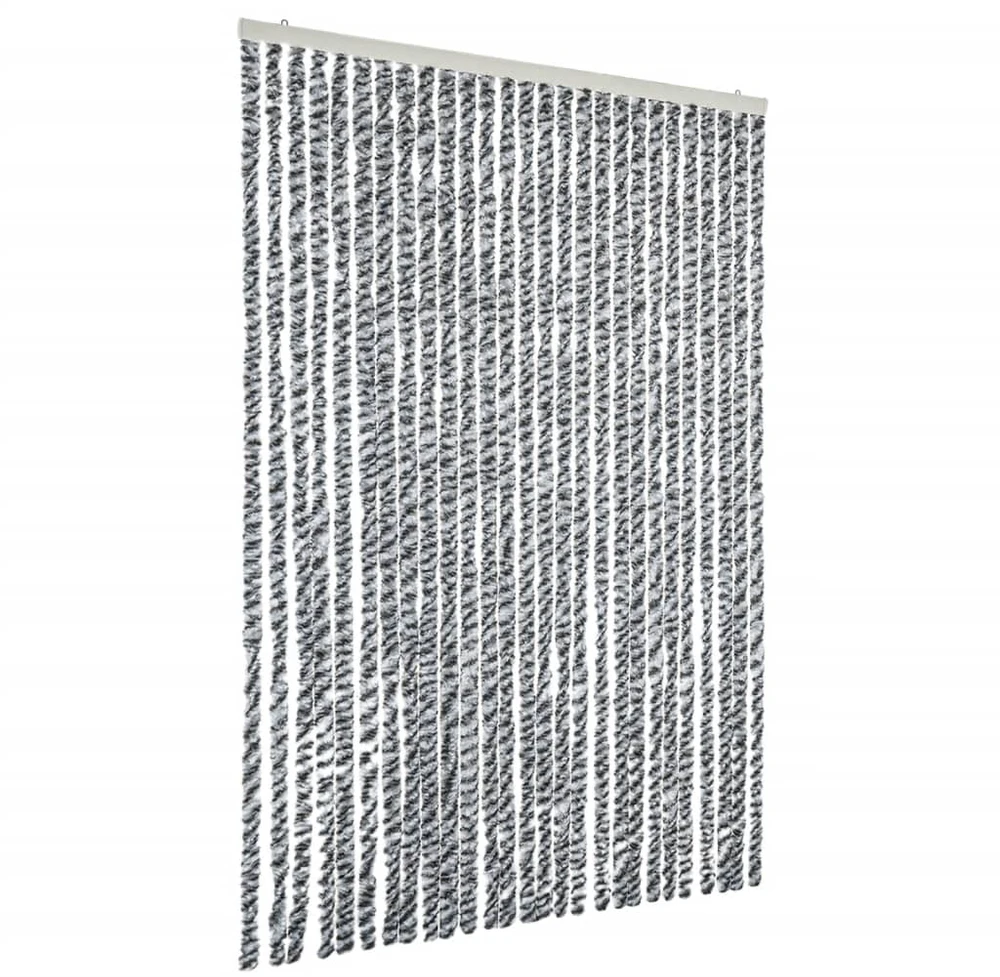 Užuolaida nuo musių, pilka/juoda/balta, 118x220cm, šenilis