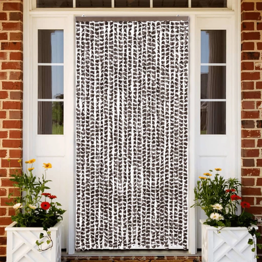 Užuolaida nuo musių, ruda ir balta, 100x200cm, šenilis