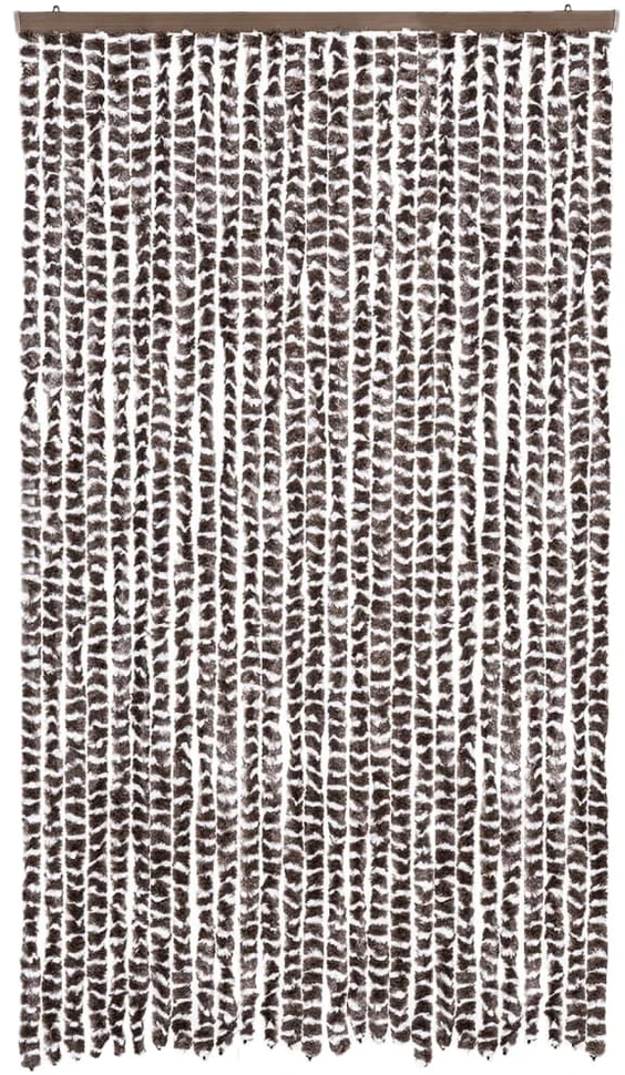 Užuolaida nuo musių, ruda ir balta, 118x220cm, šenilis
