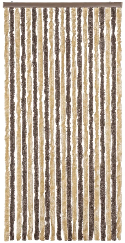 Užuolaida nuo musių, ruda ir smėlio, 90x220 cm, šenilis