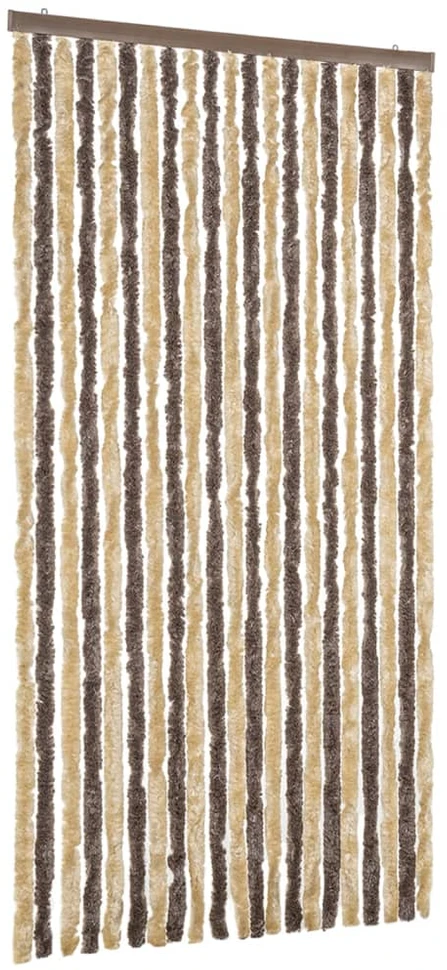 Užuolaida nuo musių, ruda ir smėlio, 90x220 cm, šenilis