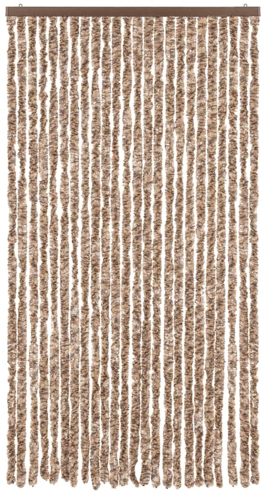 Užuolaida nuo musių, smėlio ir tamsiai ruda, 100x220cm, šenilis