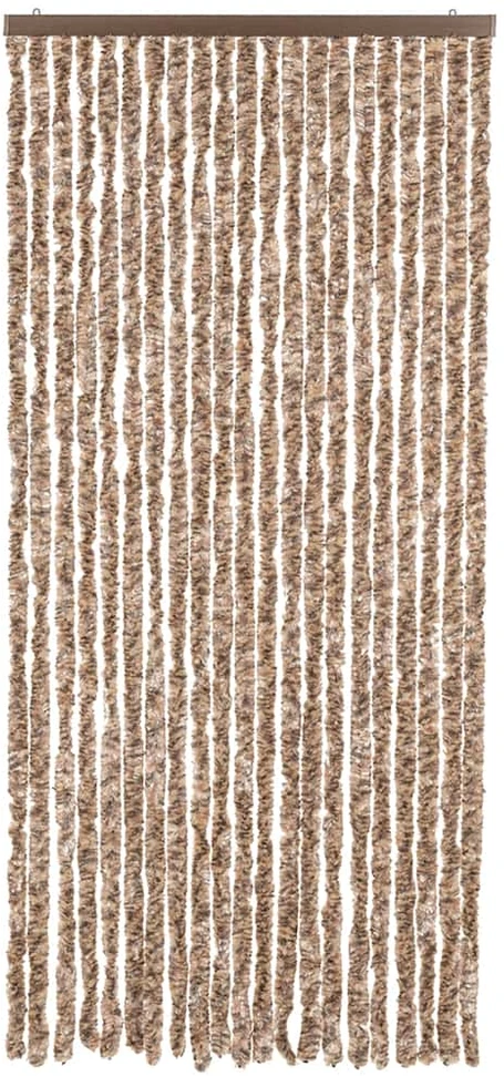 Užuolaida nuo musių, smėlio ir tamsiai ruda, 90x220cm, šenilis