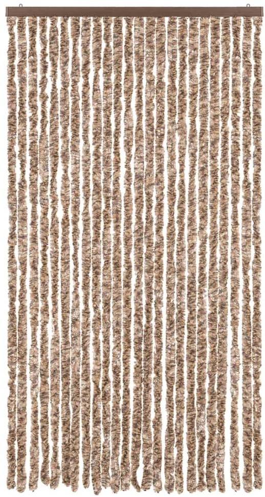 Užuolaida nuo musių, smėlio ir tamsiai ruda, 100x230cm, šenilis