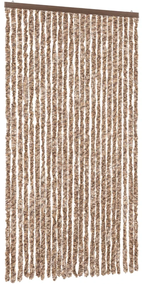 Užuolaida nuo musių, smėlio ir tamsiai ruda, 100x230cm, šenilis