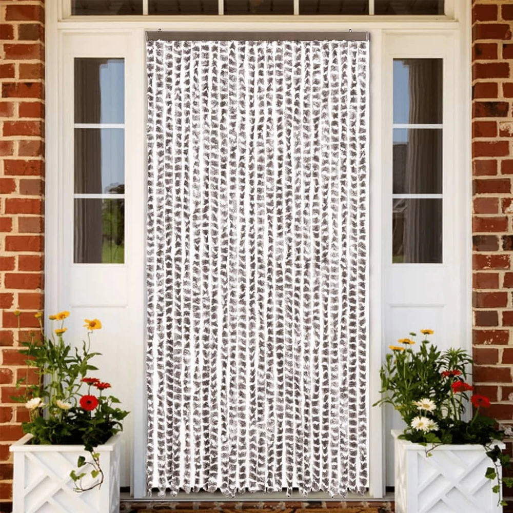 Užuolaida nuo musių, taupe ir balta, 100x230cm, šenilis