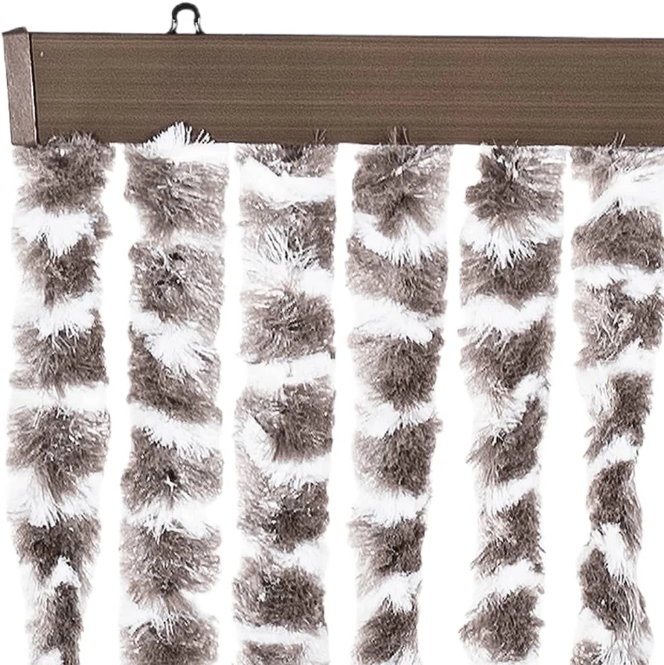 Užuolaida nuo musių, taupe ir balta, 100x230cm, šenilis