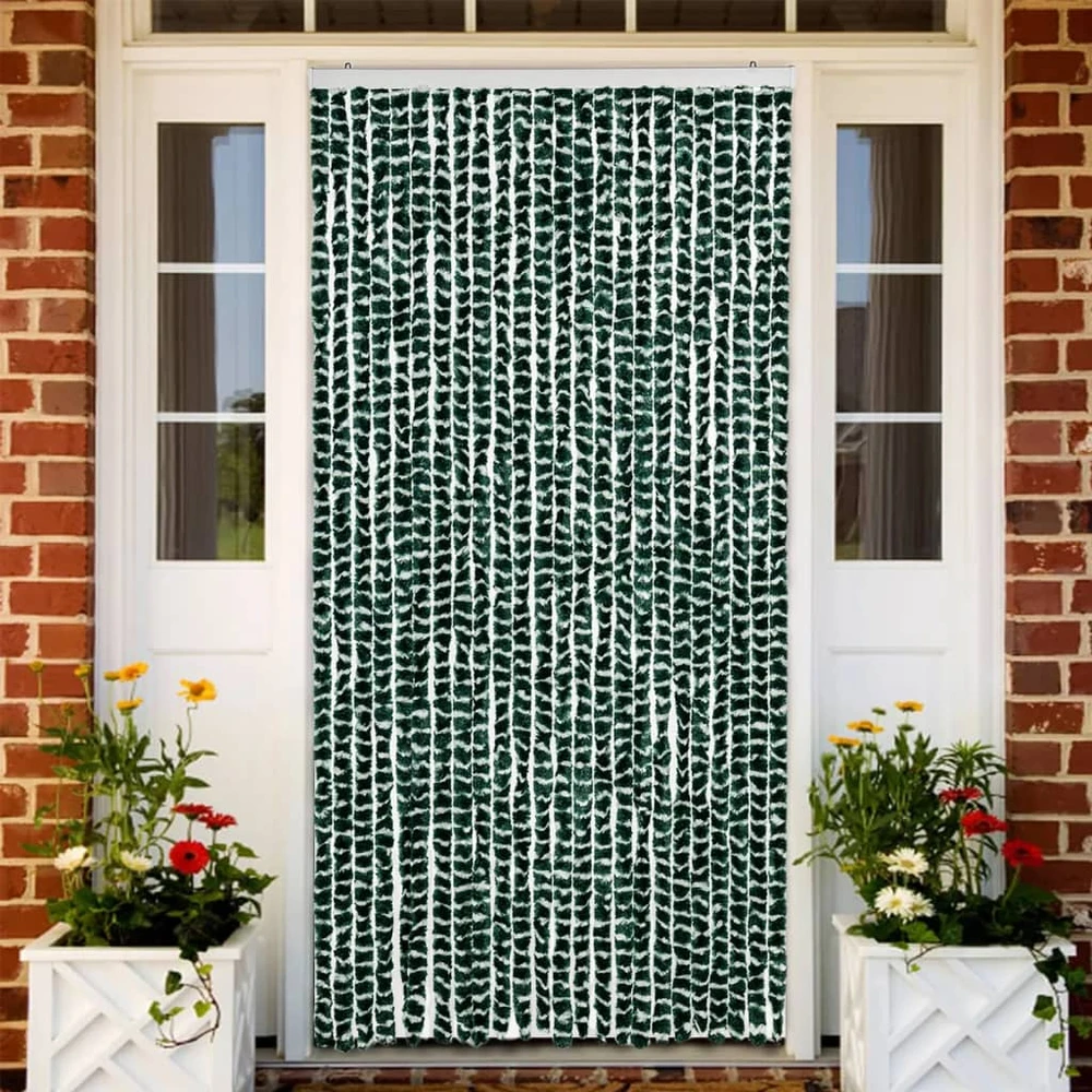 Užuolaida nuo musių, žalia ir balta, 100x230cm, šenilis