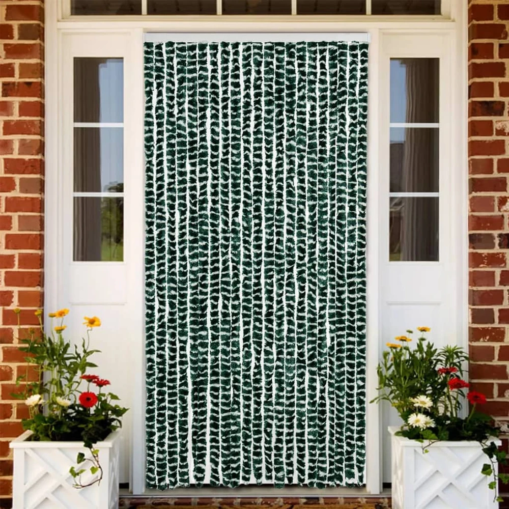 Užuolaida nuo musių, žalia ir balta, 90x200cm, šenilis