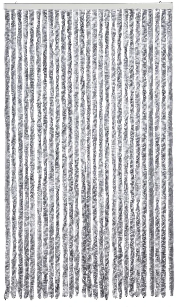 Užuolaida nuo vabzdžių, balta ir pilka, 118x220cm, šenilis