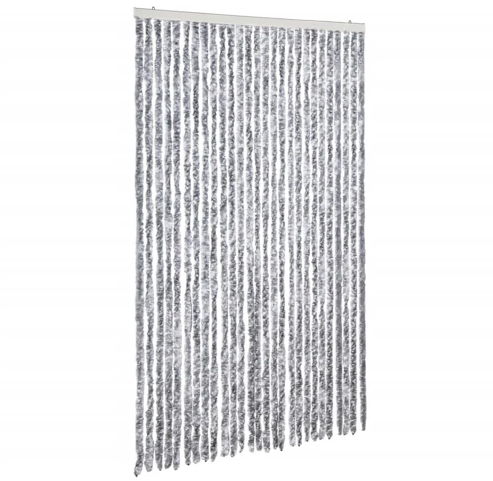 Užuolaida nuo vabzdžių, balta ir pilka, 118x220cm, šenilis