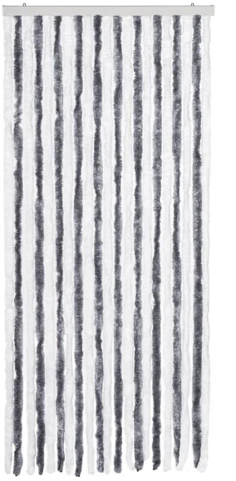 Užuolaida nuo vabzdžių, pilka ir balta, 90x220 cm, šenilis
