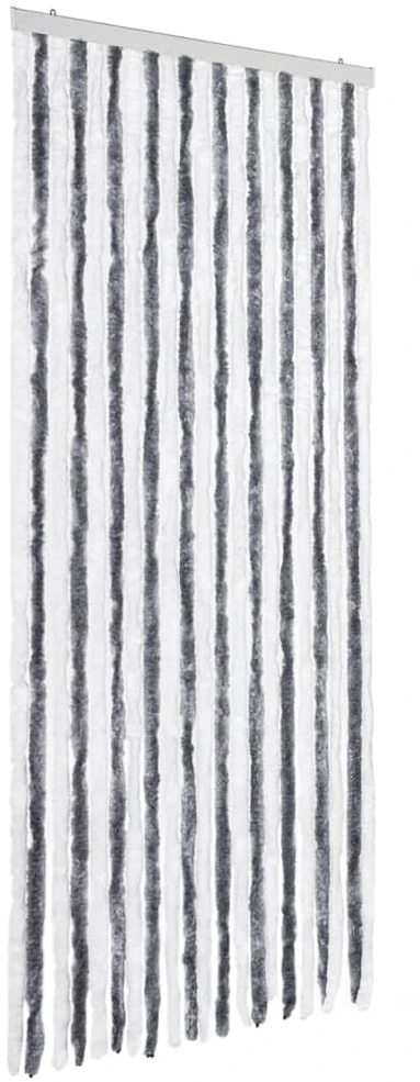 Užuolaida nuo vabzdžių, pilka ir balta, 90x200cm, šenilis