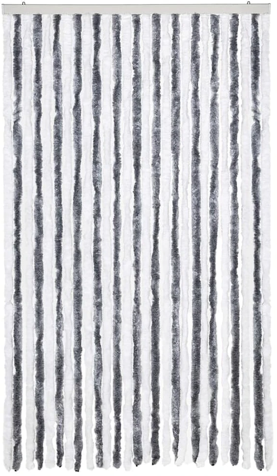 Užuolaida nuo vabzdžių, pilka ir balta, 118x220cm, šenilis