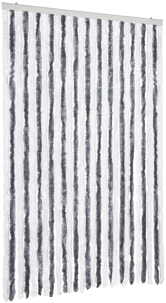 Užuolaida nuo vabzdžių, pilka ir balta, 118x220cm, šenilis