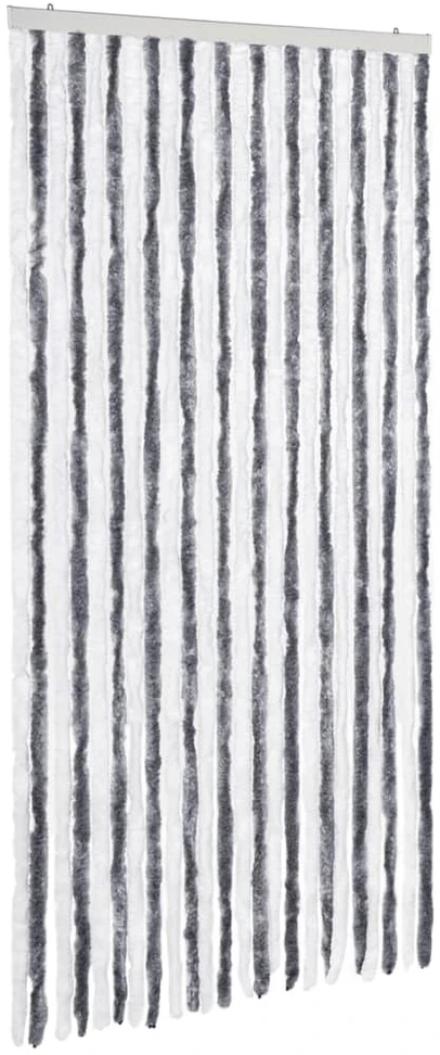 Užuolaida nuo vabzdžių, pilka ir balta, 100x220 cm, šenilis