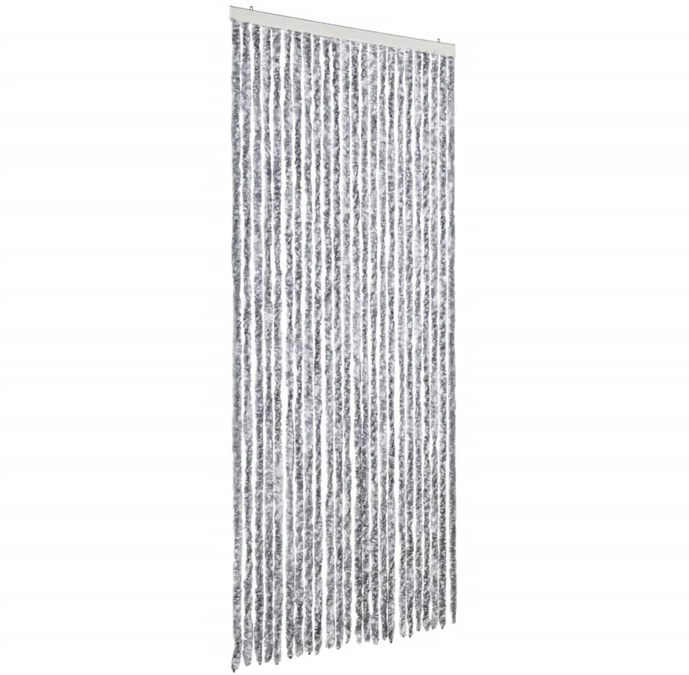 Užuolaida nuo vabzdžių, pilka ir balta, 100x220 cm, šenilis