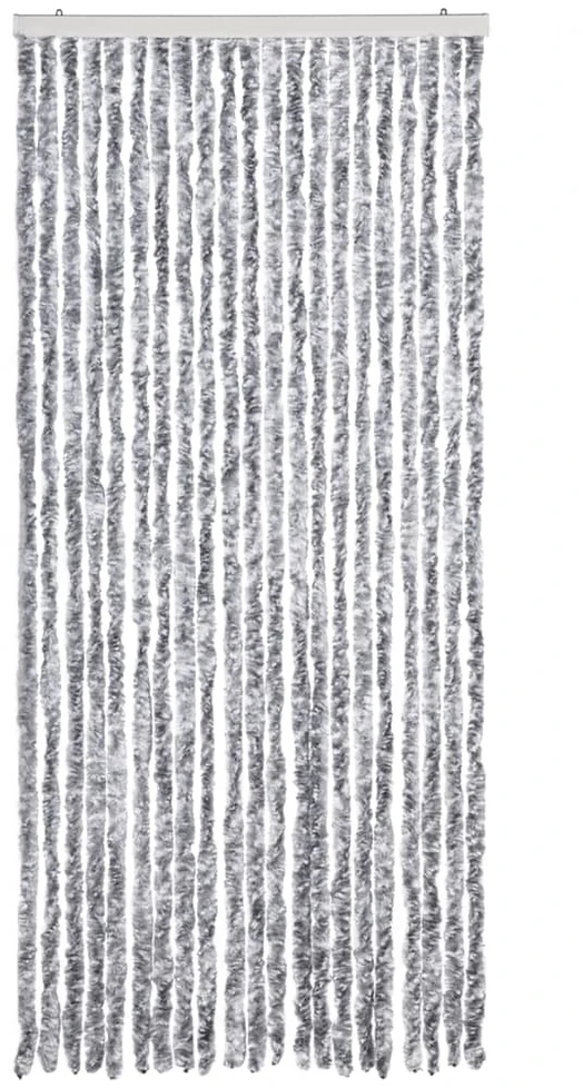 Užuolaida nuo vabzdžių, pilka ir balta, 90x220 cm, šenilis