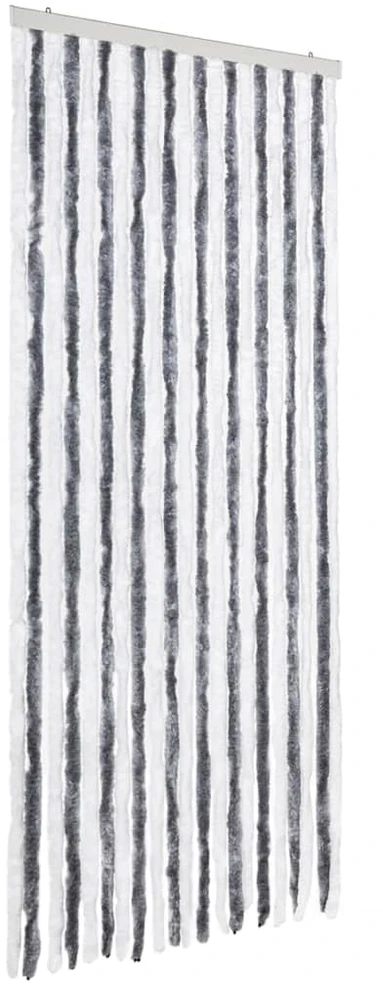Užuolaida nuo vabzdžių, pilka ir balta, 90x220 cm, šenilis