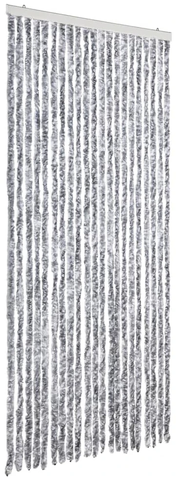 Užuolaida nuo vabzdžių, pilka ir balta, 90x220 cm, šenilis