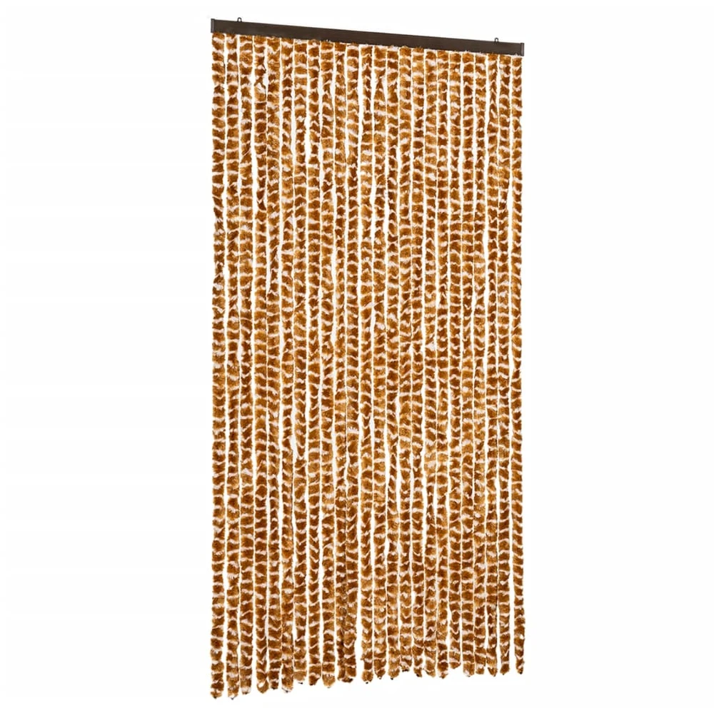 Užuolaida nuo vabzdžių, rusva ir balta, 100x220 cm, šenilis