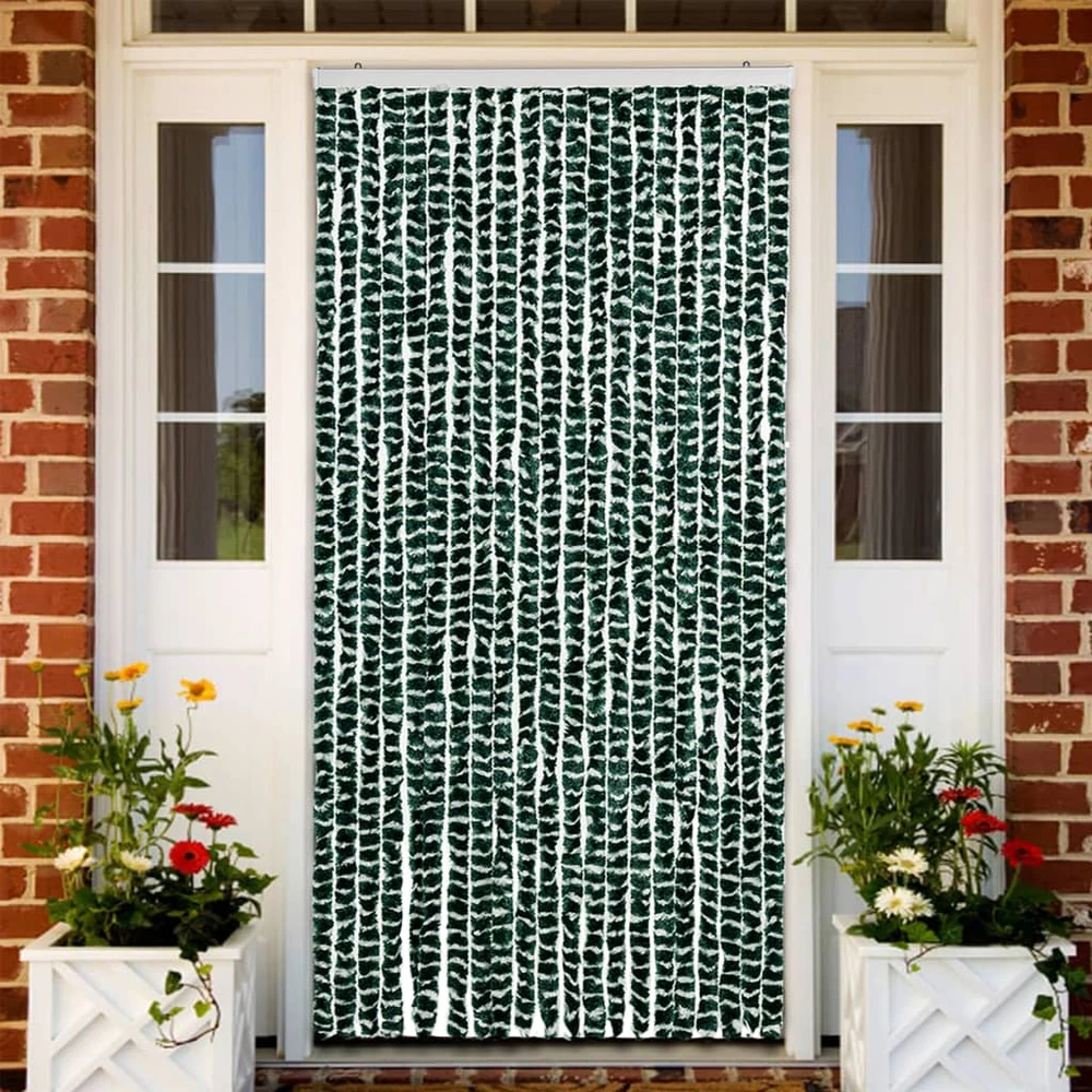 Užuolaida nuo vabzdžių, žalia ir balta, 90x220 cm, šenilis