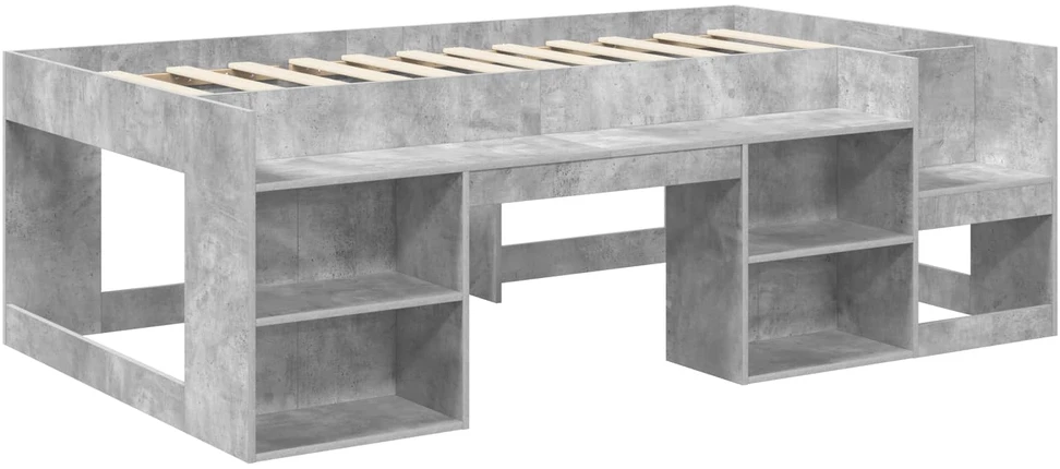 Vaikiška lova su saugykla Betono pilka 90 x 190 cm