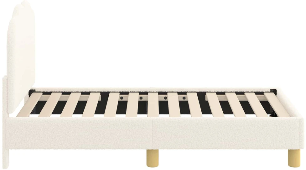 Lova Vaikiška Lovo Rėmas su Galvūgaliu Kreminė 70 x 140 cm Bouclé