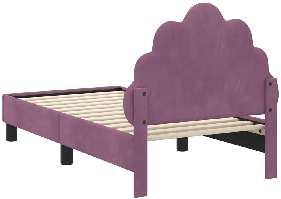 Lova Vaikiška Lovo Rėmas su Galvūgaliu Violetinė 70 x 140 cm Aksomas